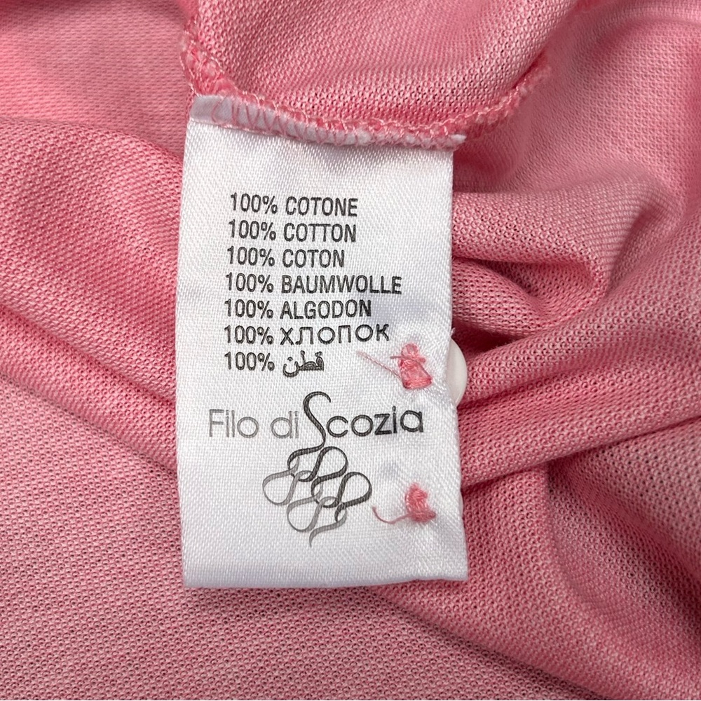 Boggi Milano Pink Filo di Scozia 100% Cotton Knit Button Front Polo Men’s Large - Picture 6 of 8